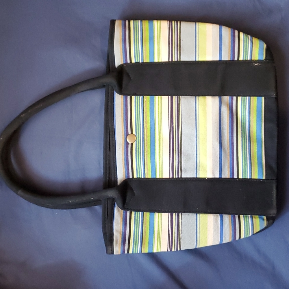 J. Crew Expandable Canvas Striped Tote Medium